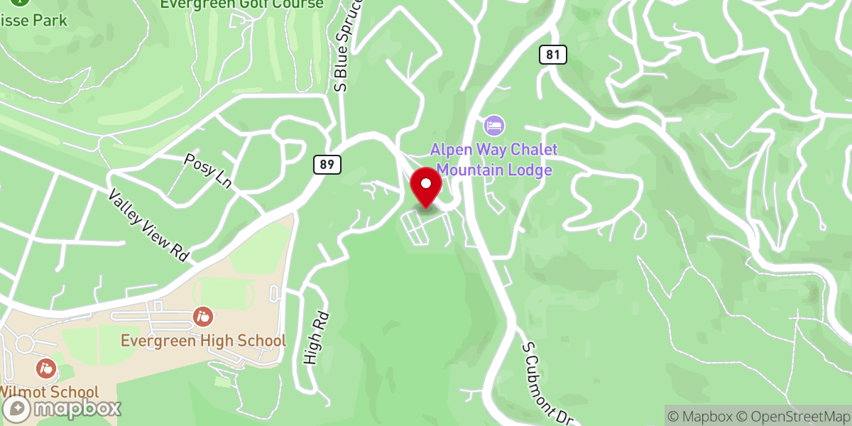 Map showing location of Church of the Hills
