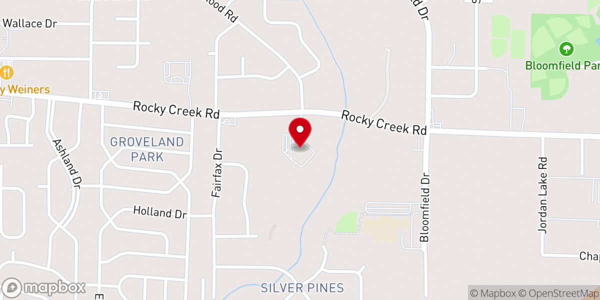 Map showing location of Fall Line Church
