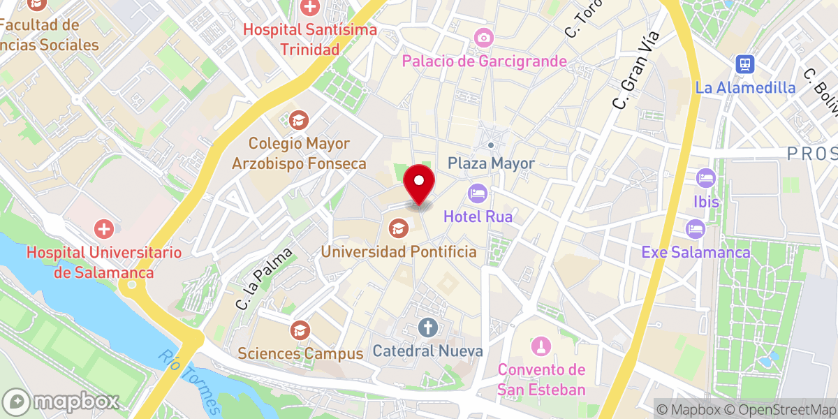 Map showing location of Pastoral Universitaria de Salamanca