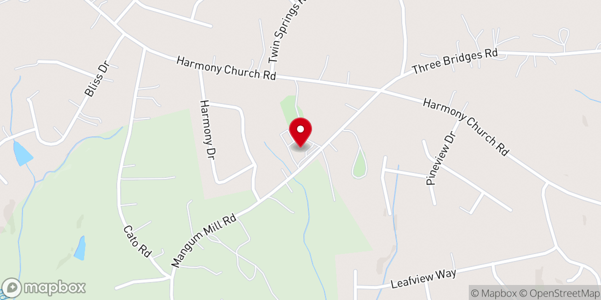 Map showing location of Harmony Hall Church