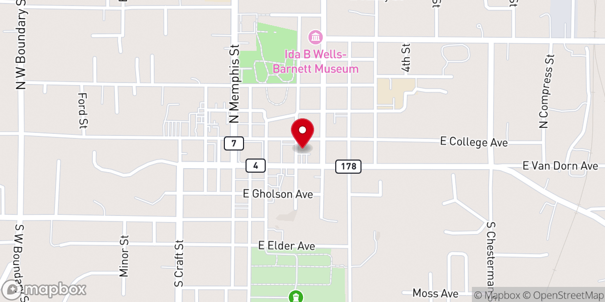 Map showing location of First Baptist Church