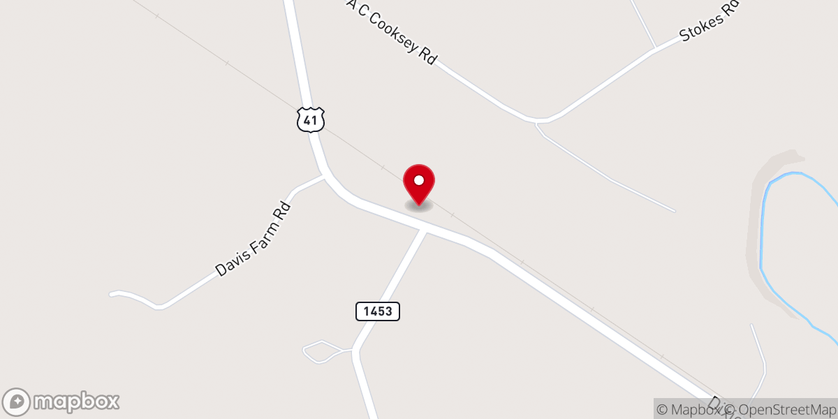Map showing location of Edgefield Church