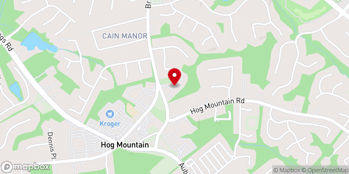 Map showing location of Hog Mountain Baptist Church