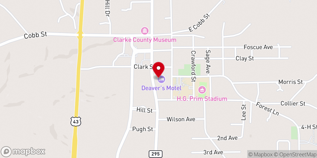 Map showing location of Grove Hill Baptist Church
