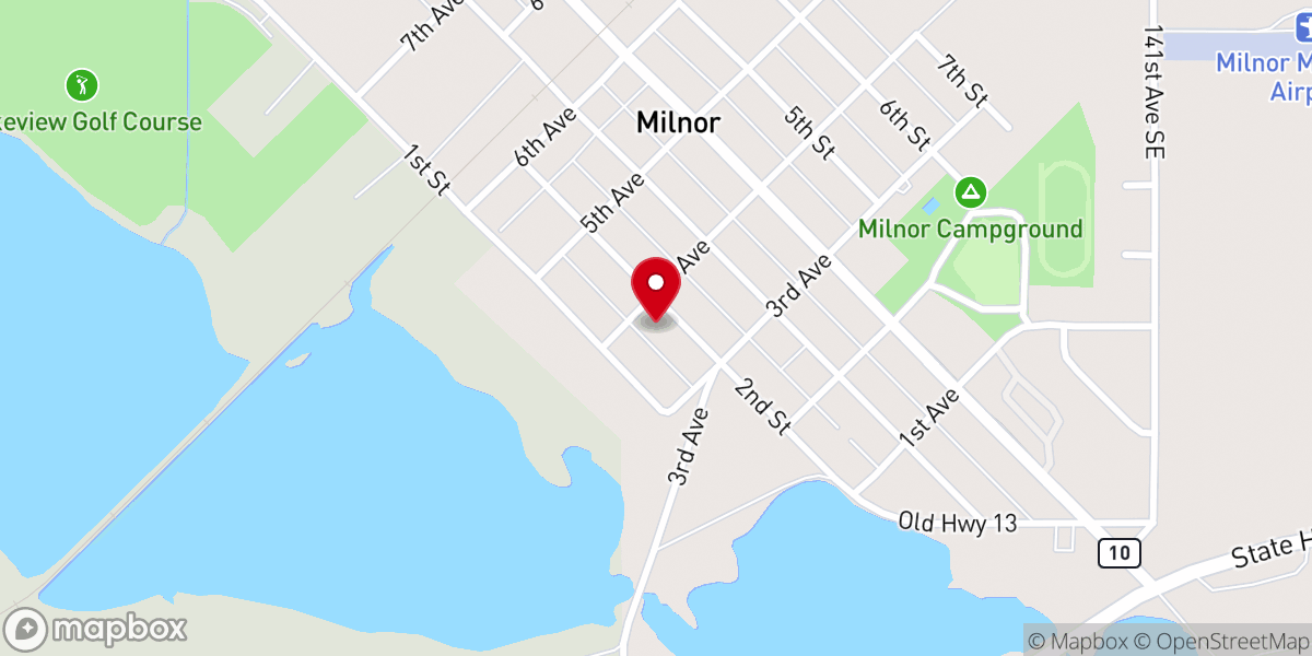 Map showing location of Milnor Lutheran Parish