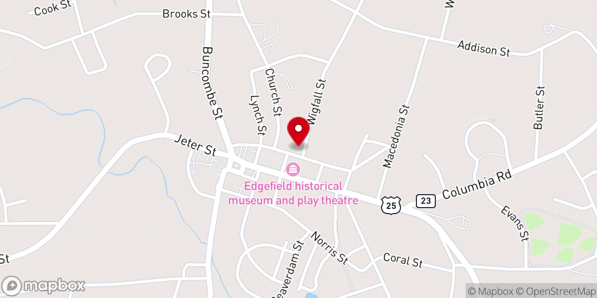 Map showing location of Church of the Ridge -Edgefield