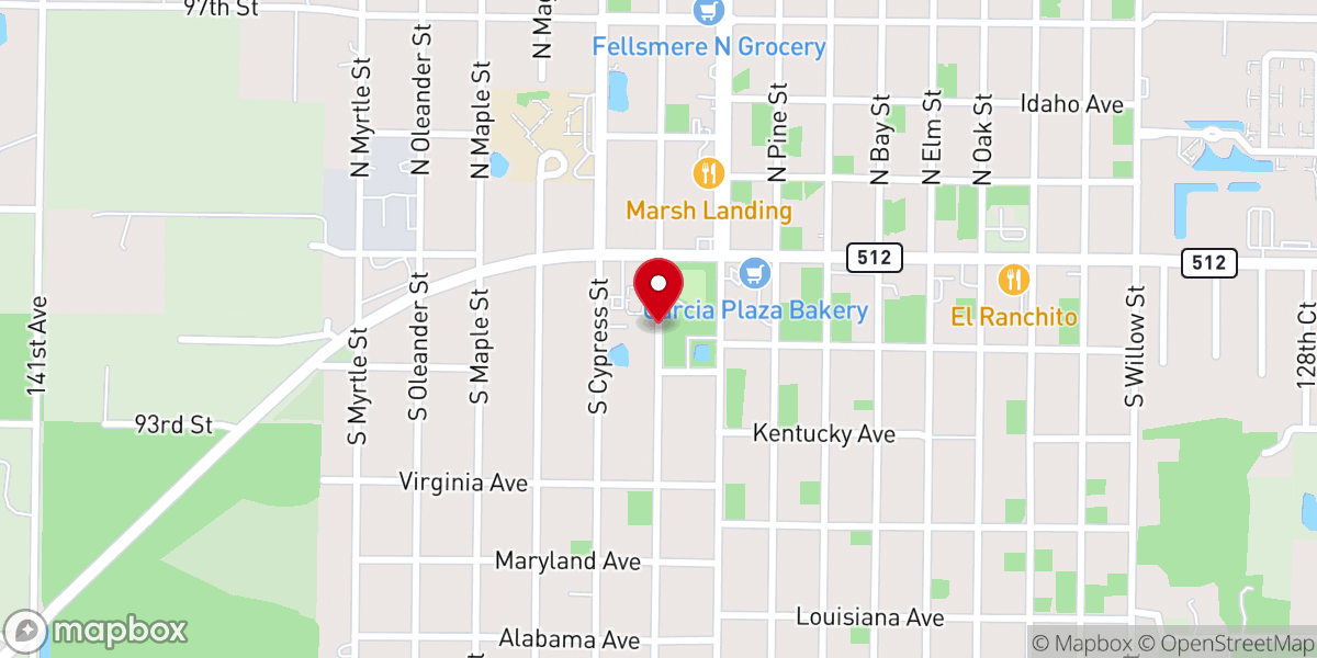 Map showing location of Fellsmere Frog Leg Festival