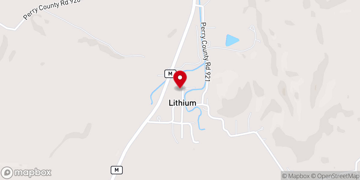 Map showing location of Lithium Baptist Church