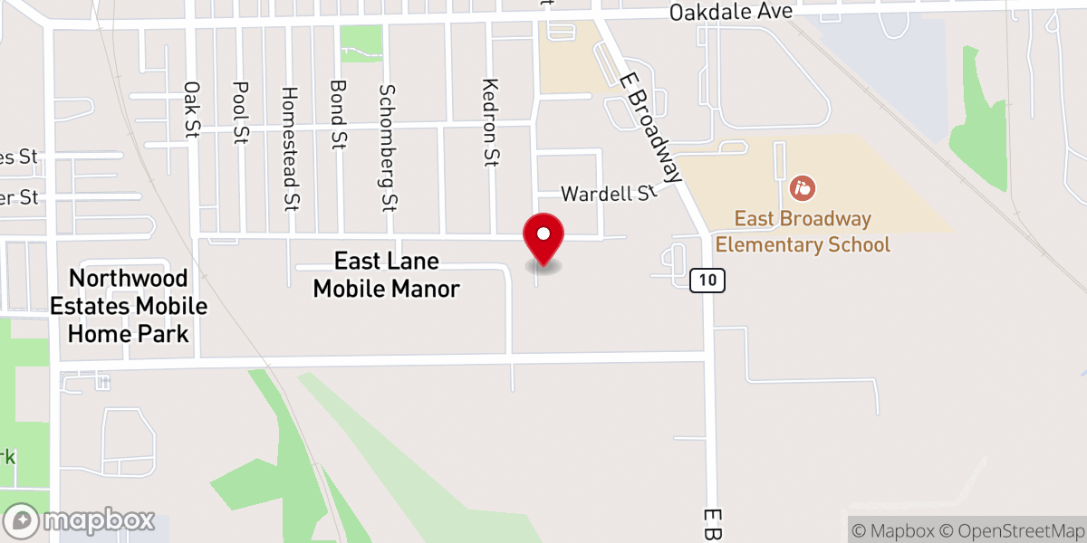 Map showing location of Northwood Baptist Church