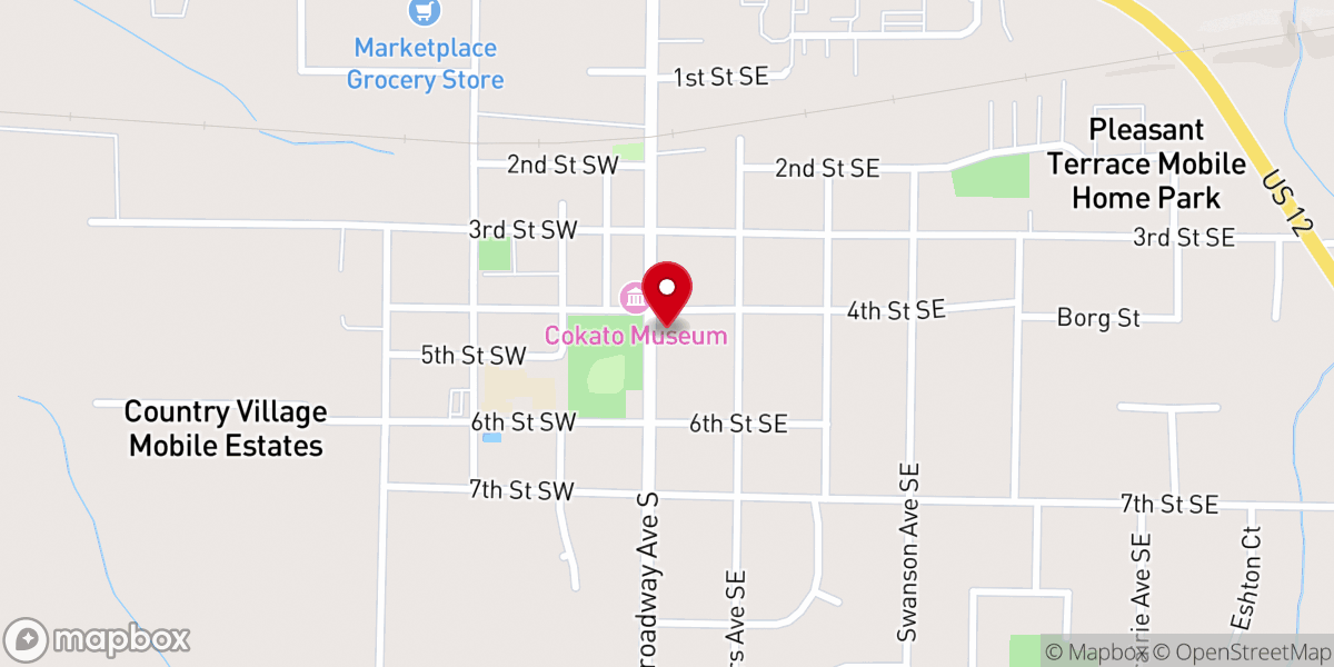 Map showing location of Cornerstone Church - Cokato Campus