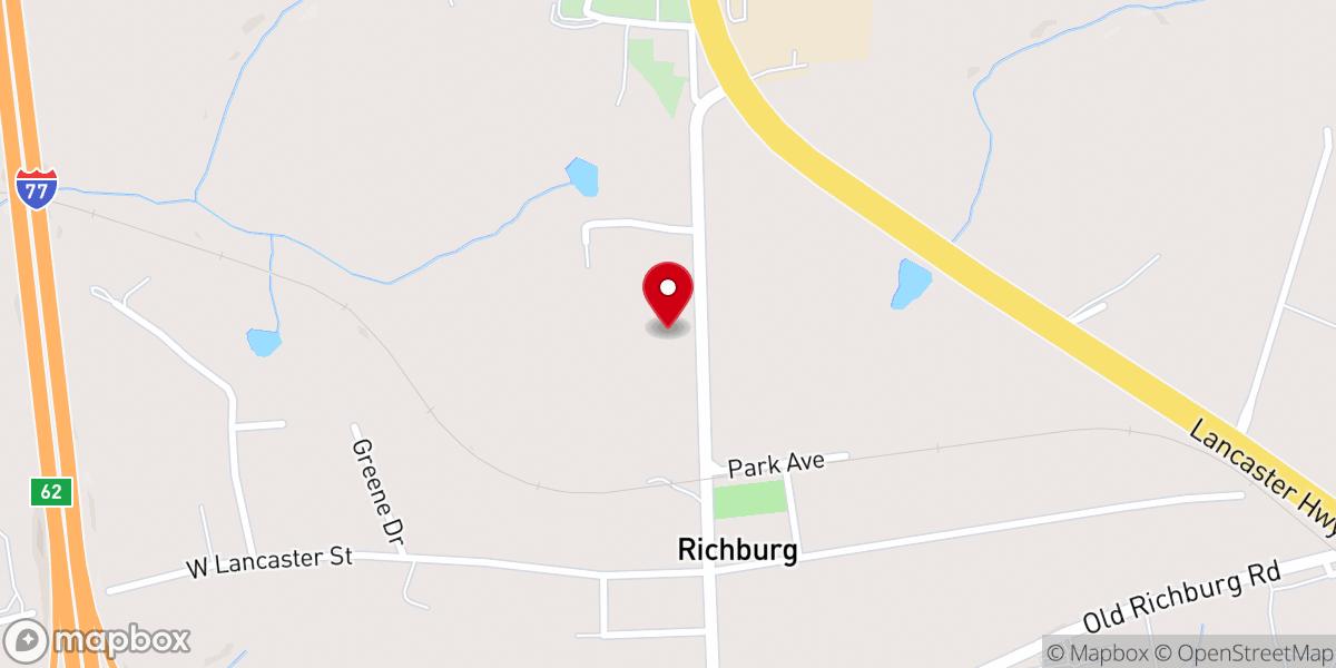 Map showing location of Richburg Baptist Church