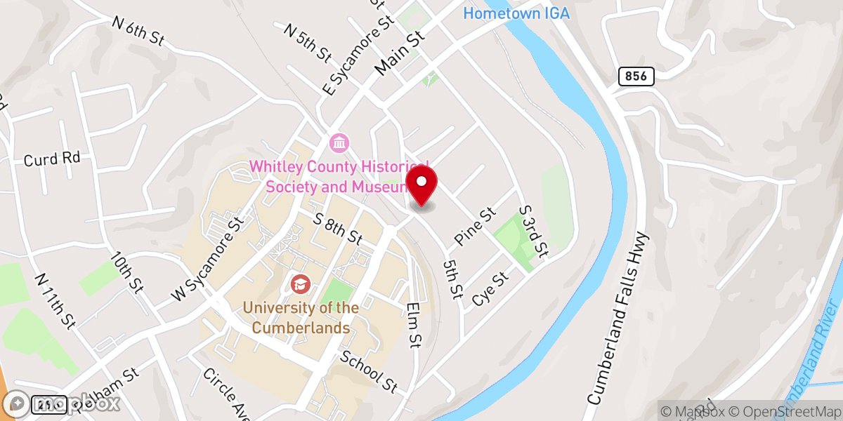 Map showing location of Williamsburg First Methodist Church