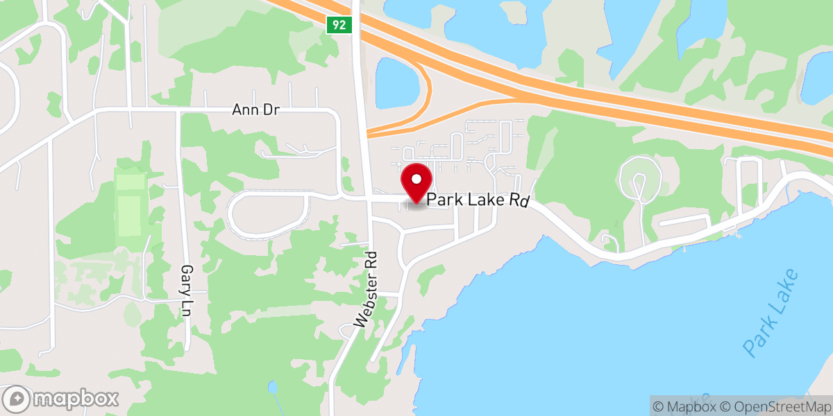 Map showing location of Lakeside Chapel of Park Lake