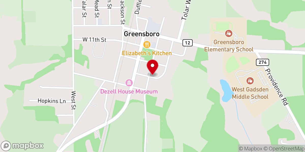 Map showing location of Greensboro UMC