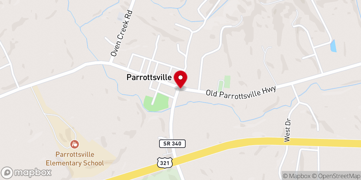 Map showing location of City of Parrottsville, Tennessee Official Website