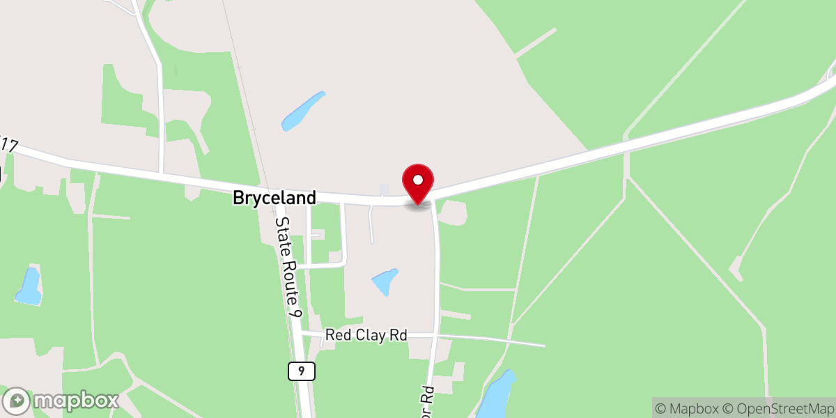 Map showing location of Bryceland Baptist Church
