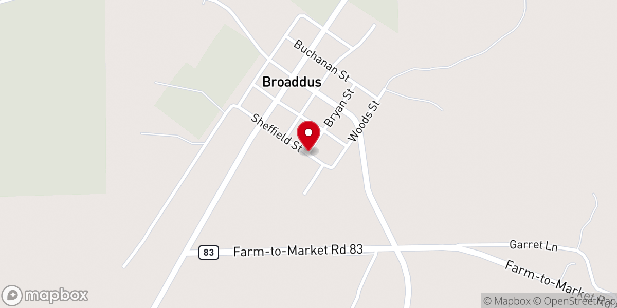 Map showing location of Harvey Creek Baptist Church