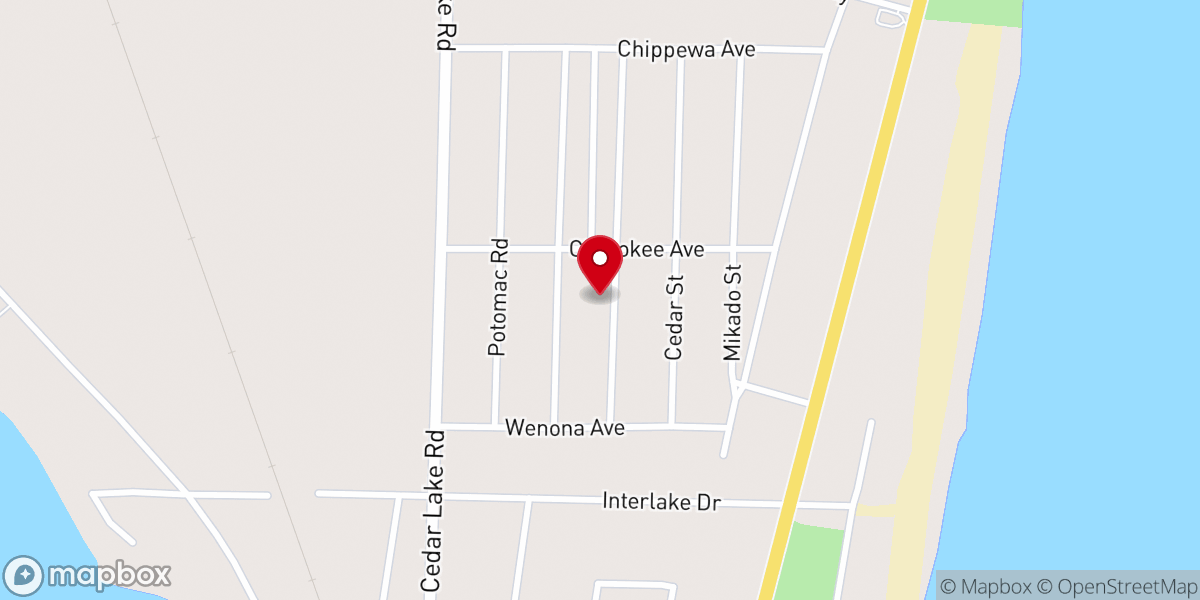Map showing location of Huron Baptist Church