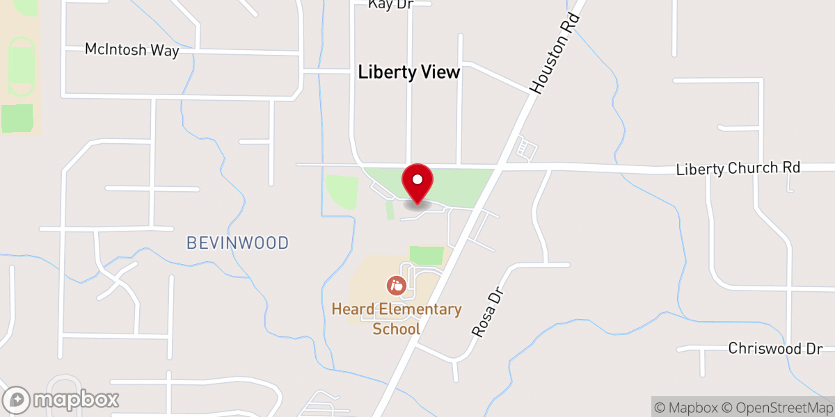 Map showing location of Liberty United Methodist Church