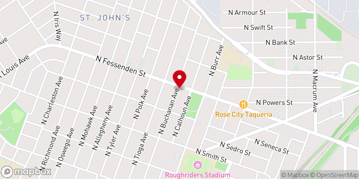 Map showing location of St. Johns All Nations Church of God in Christ