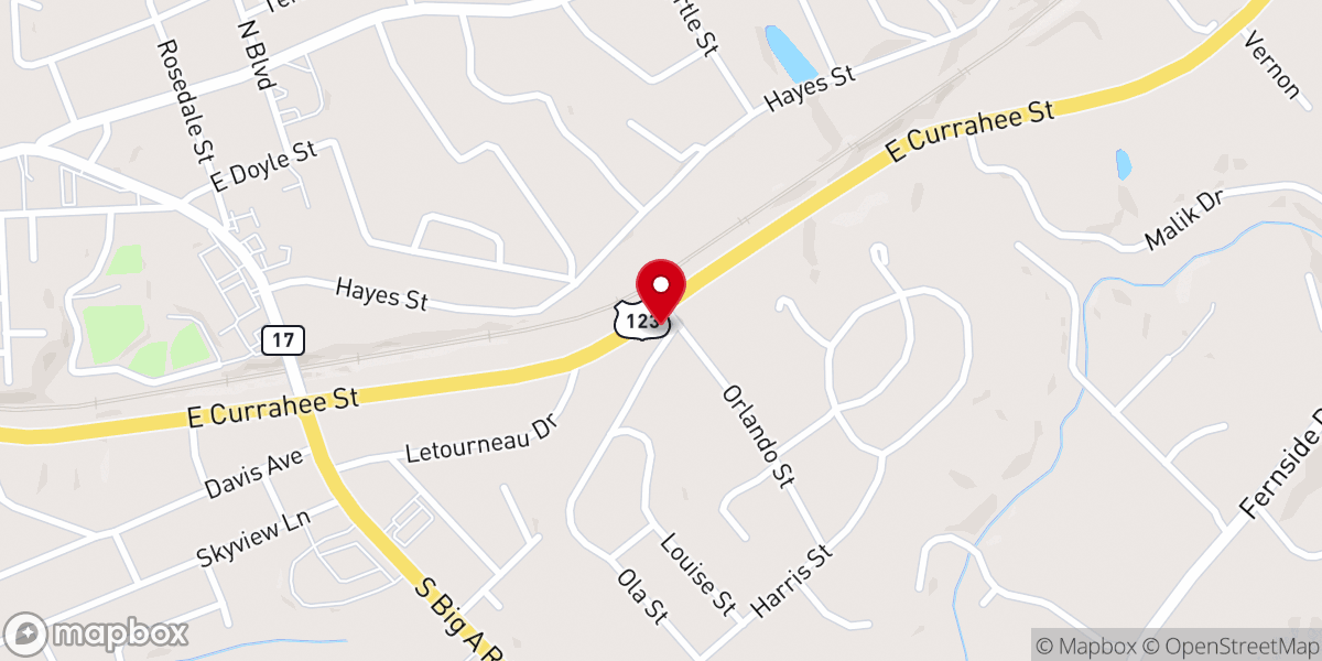 Map showing location of Toccoa Church of Christ