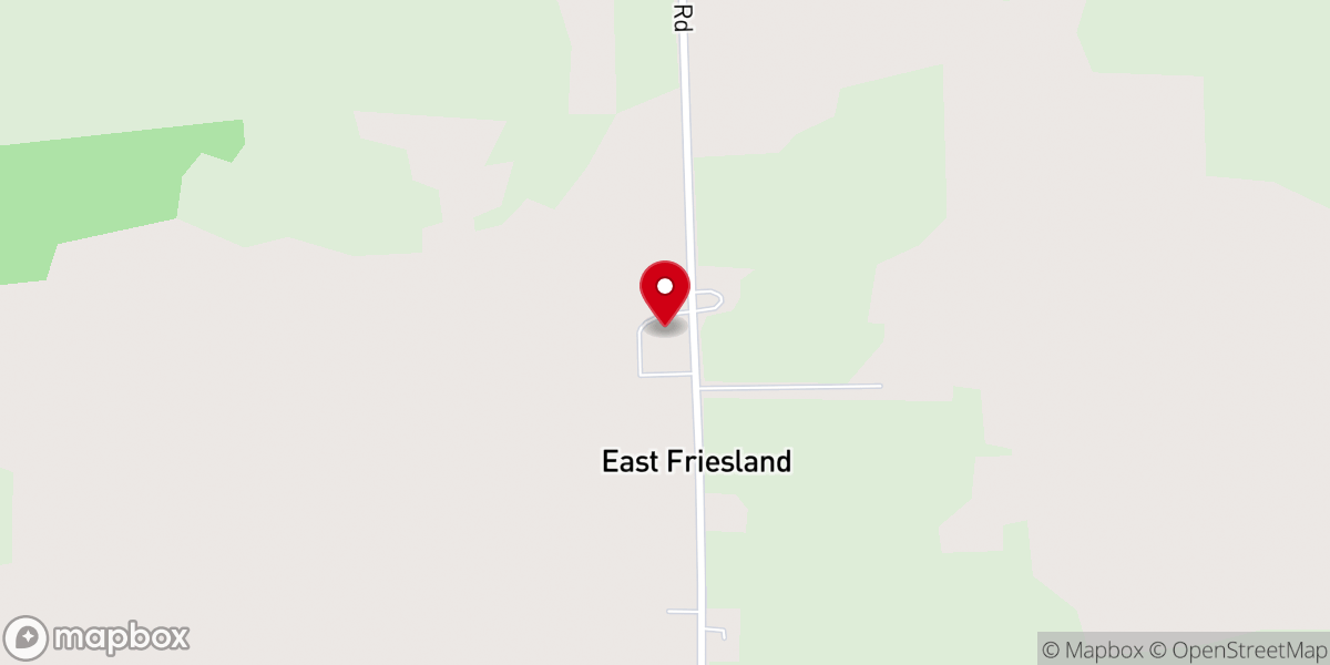 Map showing location of East Friesland New Covenant Church