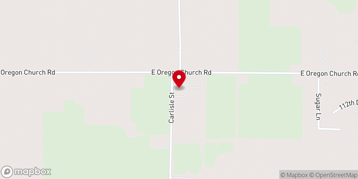 Map showing location of Oregon Baptist Church