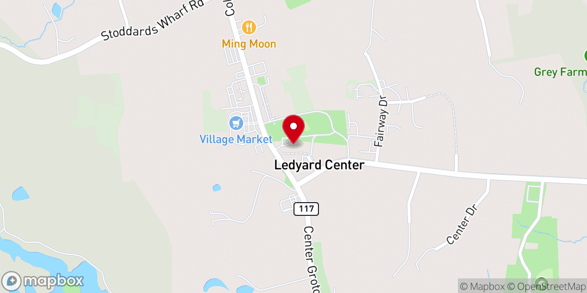 Map showing location of Ledyard Congregational Church