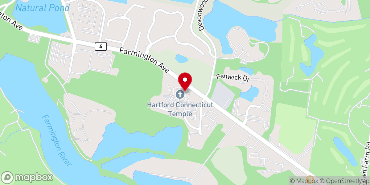 Map showing location of Hartford Connecticut Temple