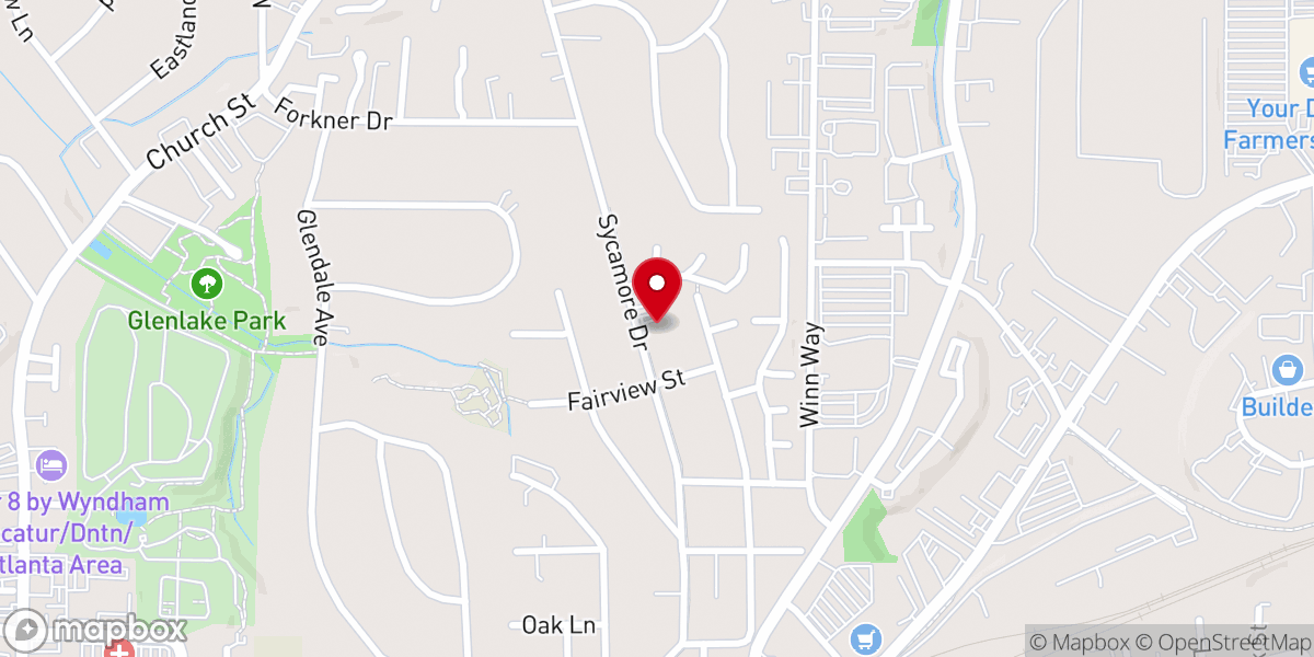 Map showing location of Church at Decatur Heights
