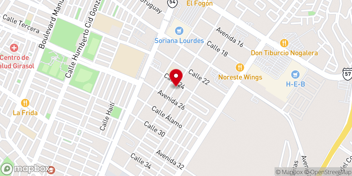 Map showing location of Iglesia Bautista Peniel