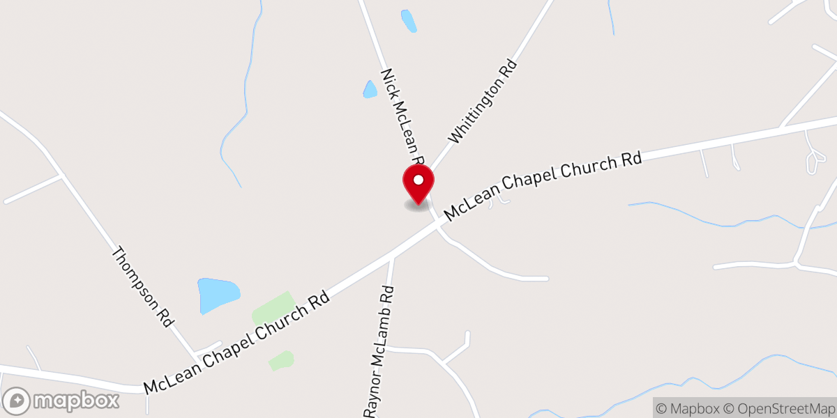 Map showing location of McLeans Church