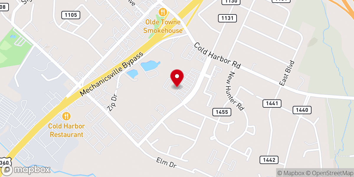 Map showing location of Calvary Chapel Mechanicsville