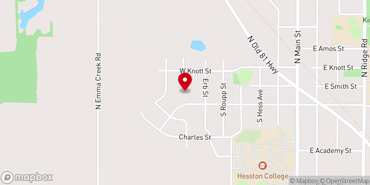 Map showing location of Hesston Mennonite Brethren