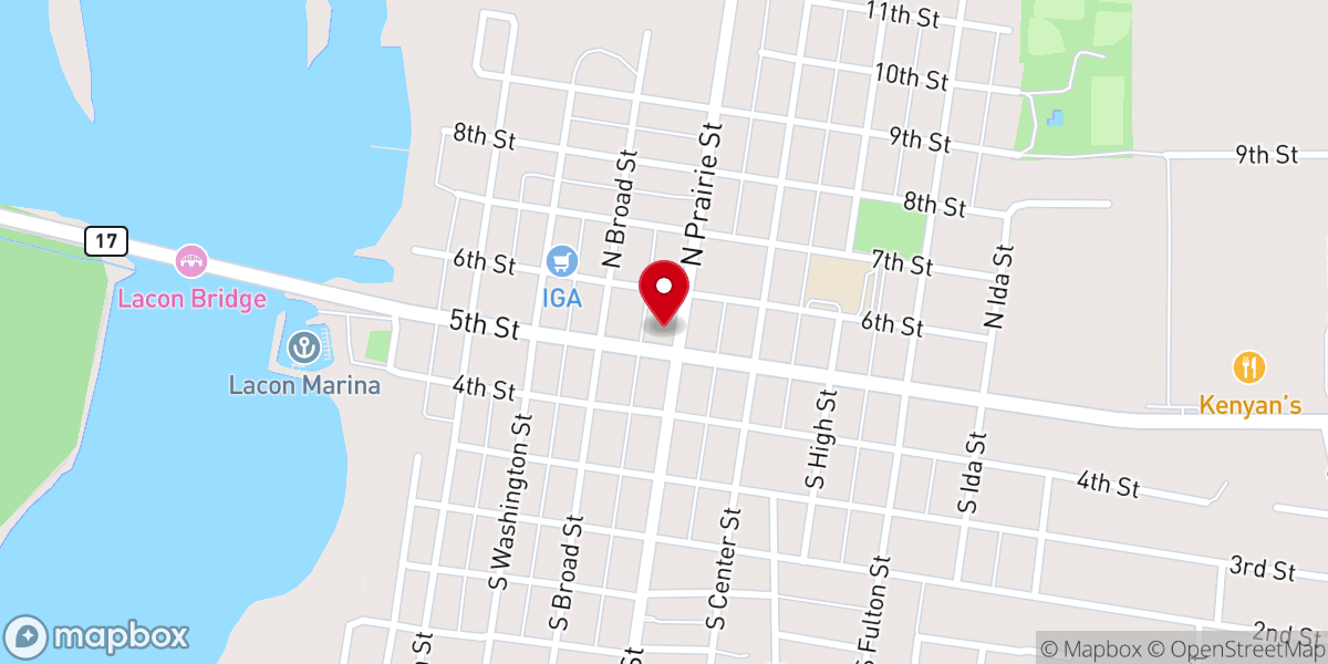 Map showing location of Lacon-Sparland United Methodist Church