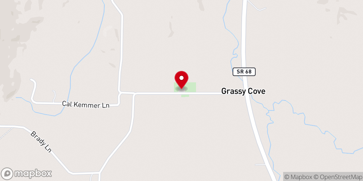 Map showing location of Grassy Cove Methodist Church