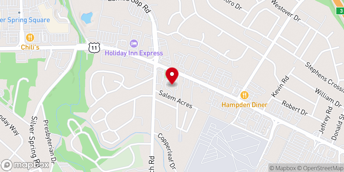 Map showing location of Hope Church