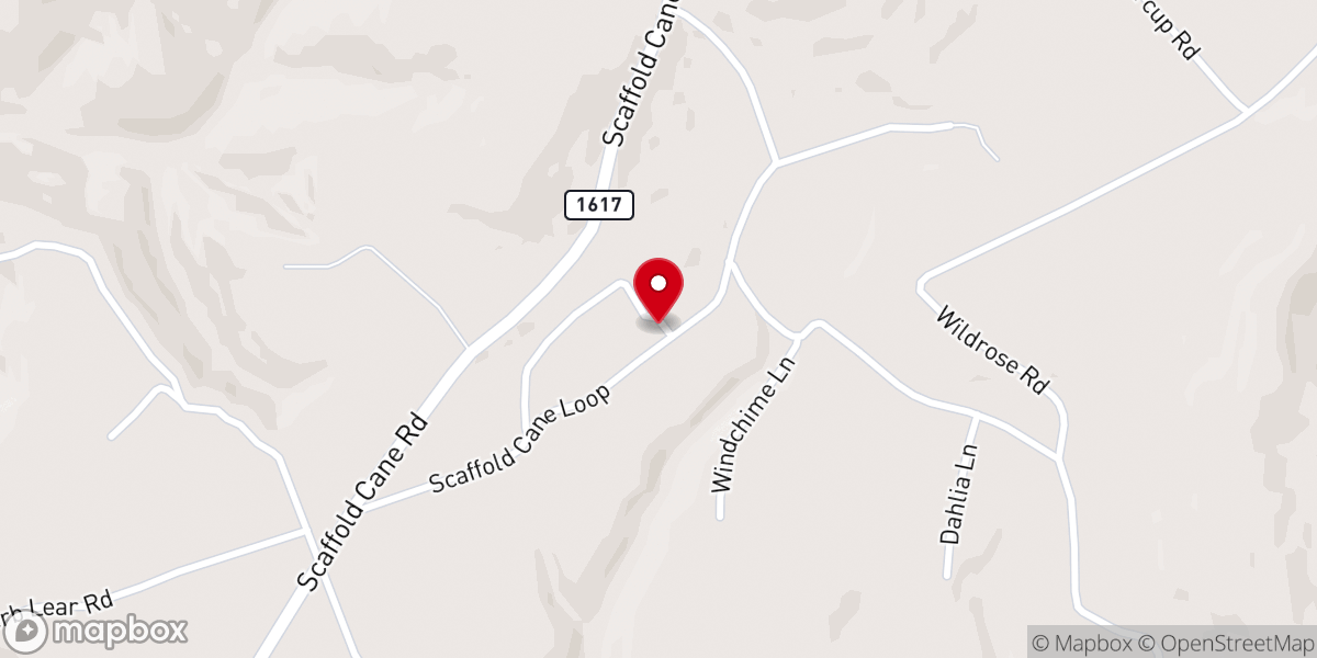 Map showing location of Scaffold Cane Baptist Church