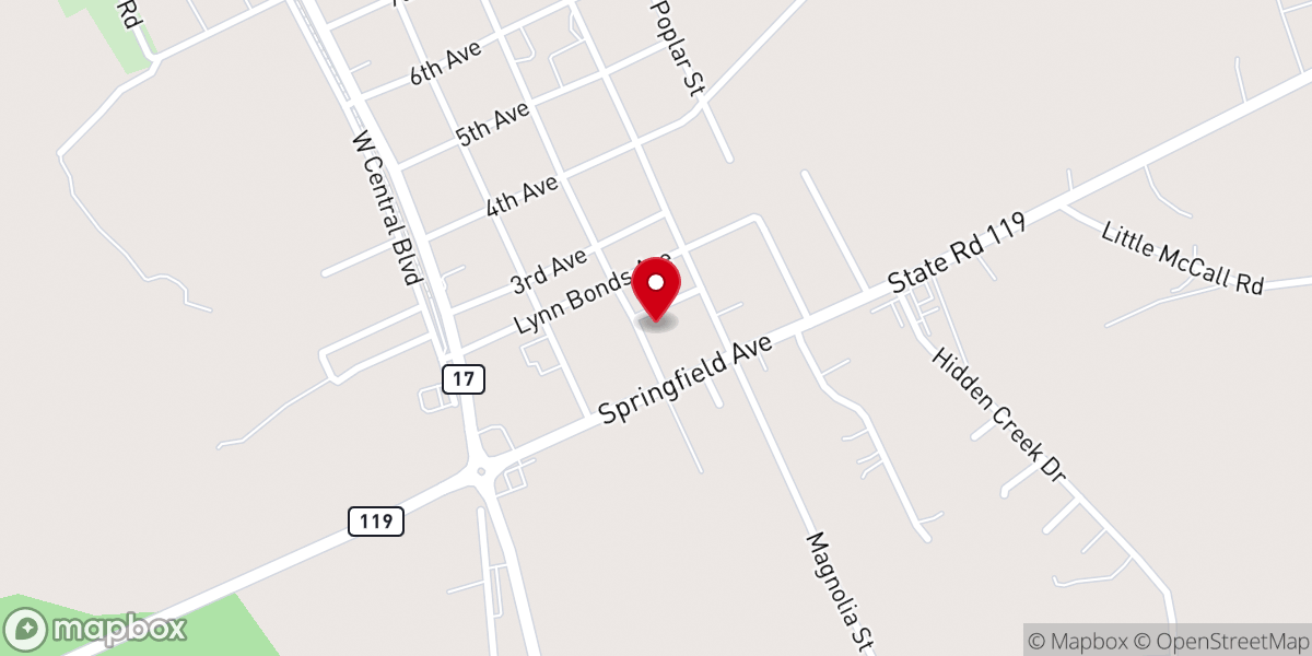 Map showing location of New Providence Baptist Church