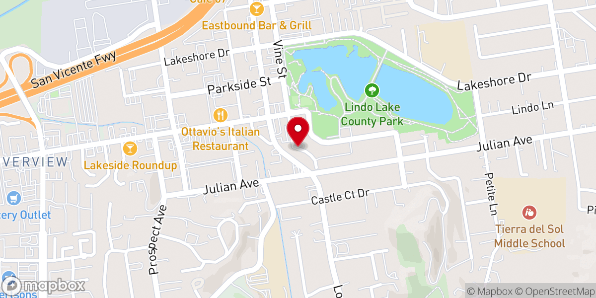 Map showing location of New Life Christian Fellowship of East County