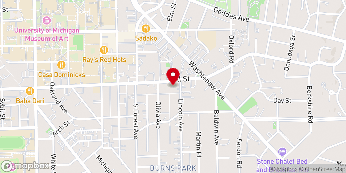 Map showing location of Ann Arbor Friends Meeting House
