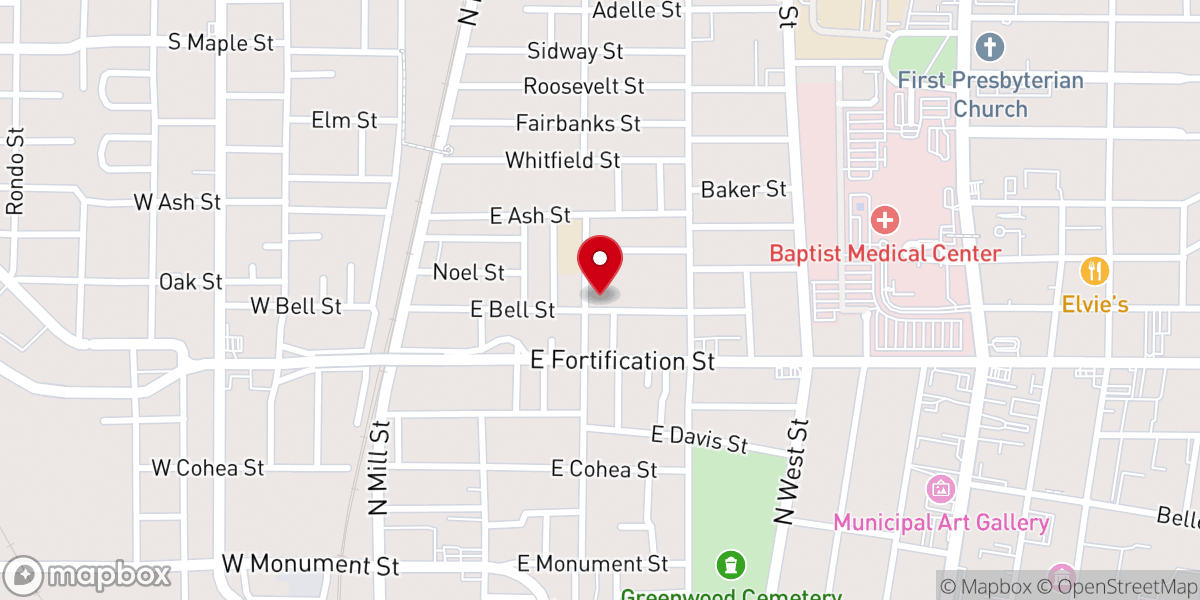 Map showing location of True Light Baptist Church