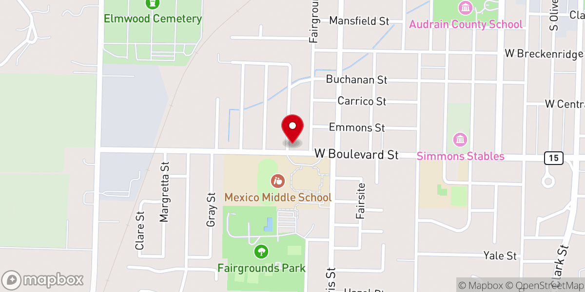 Map showing location of Mexico Church of God Holiness