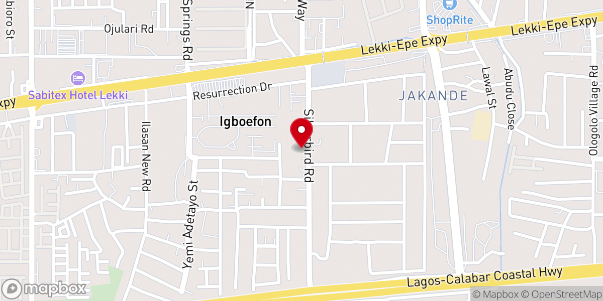 Map showing location of Deeper Life Bible Church - (Lekki District)