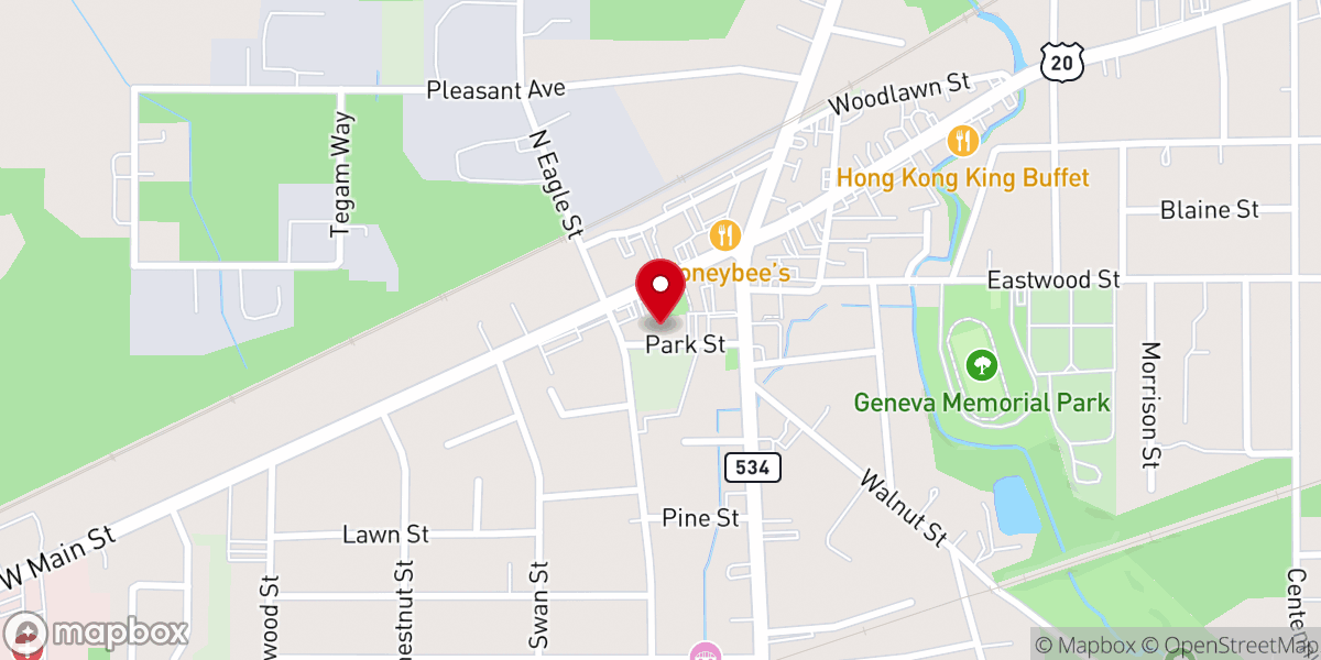 Map showing location of Park St. Christian Church