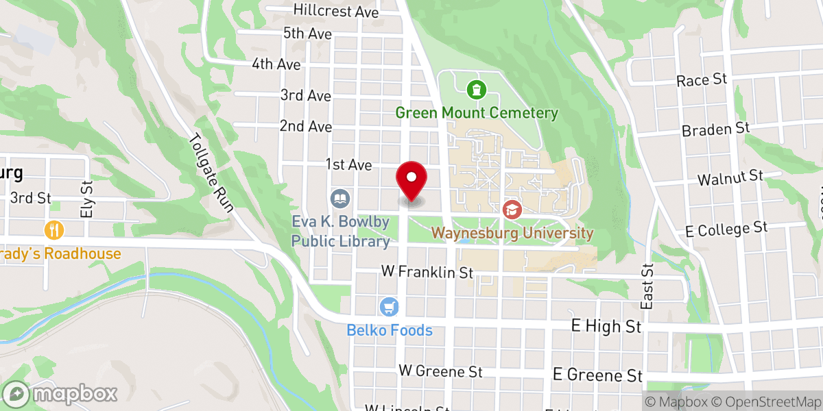 Map showing location of First Presbyterian Church