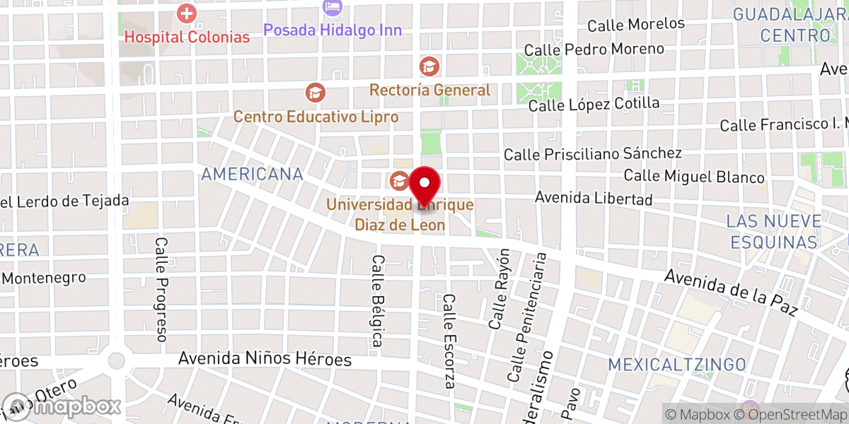 Map showing location of Iglesia Universal del Reino de Dios