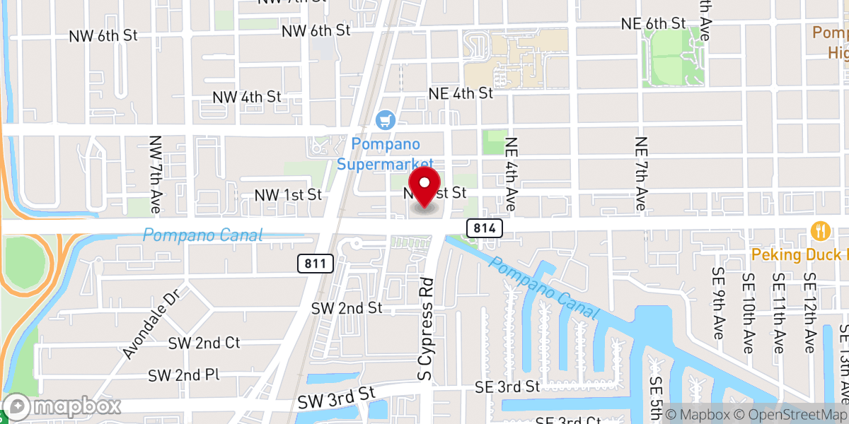 Map showing location of First Baptist Church-Pompano