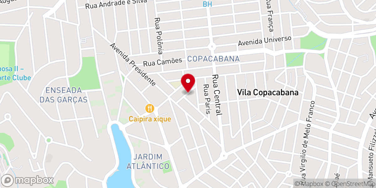 Map showing location of Igreja Batista Regular do Copacabana | Belo Horizonte/MG