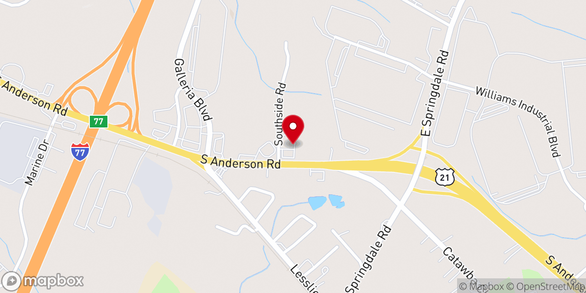 Map showing location of Southside Baptist Church